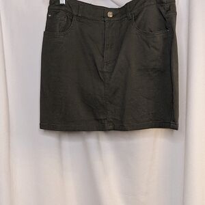 H&M Olive Green Denim Mini Skirt Size 8 Army Green Casual Skirt